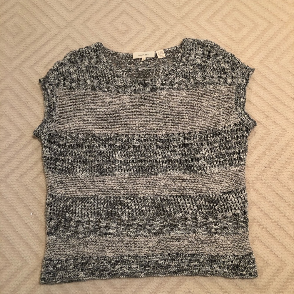 INHABIT gray loose-knit sleeveless cotton sweater